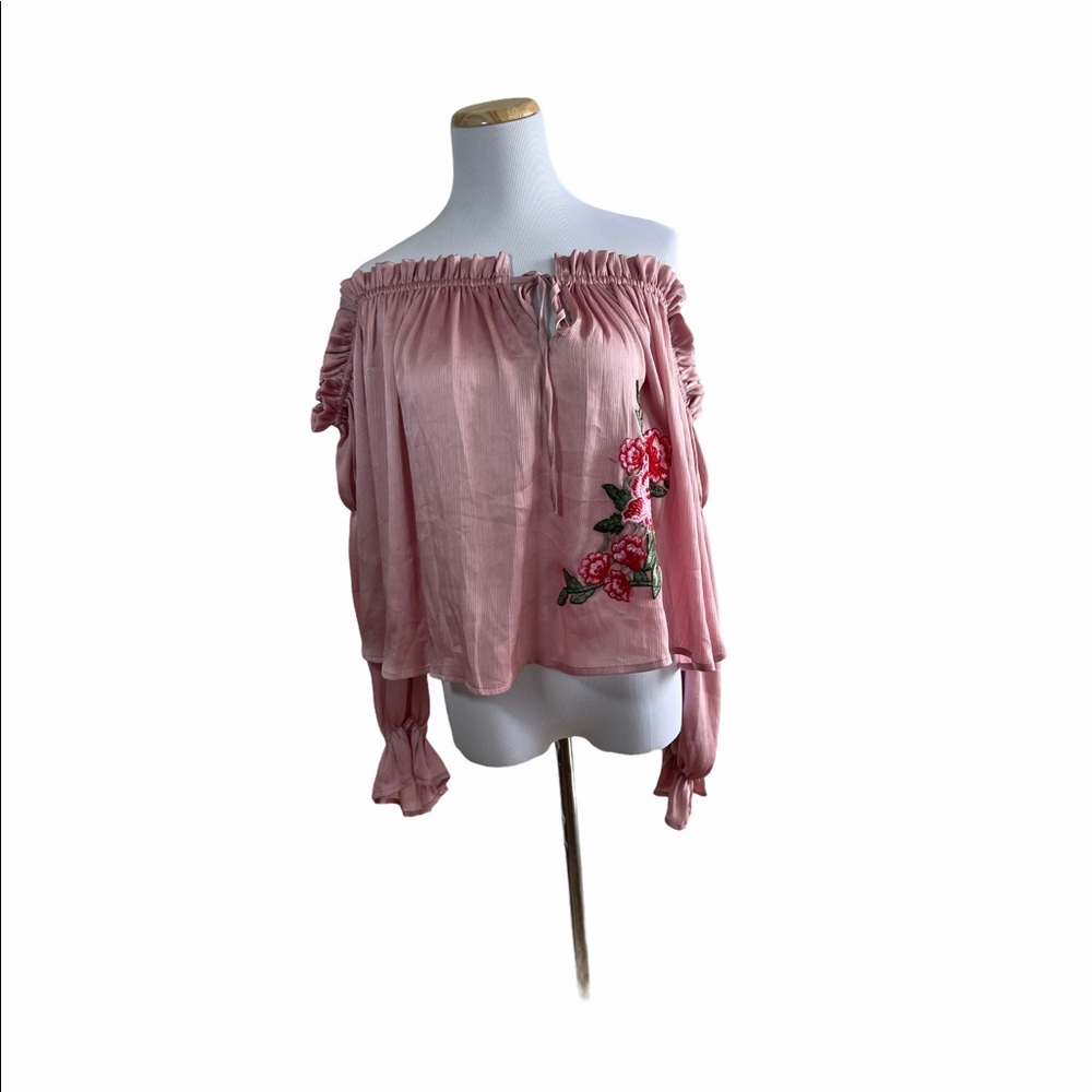 Love J Floral  Patch Off the Shoulder top